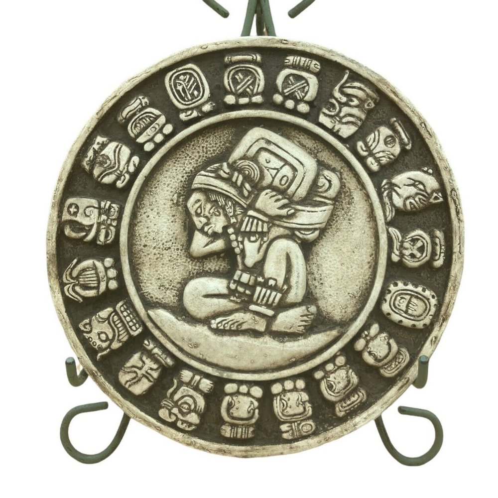Vintage Ceramic Mayan Solar Calendar Wall Hanging Aztec Made In Mexico 8 3/4"